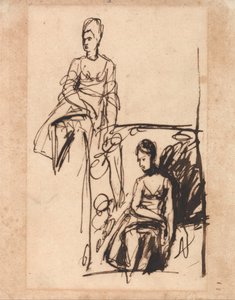 Mujer sentada, dos estudios